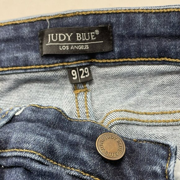 Judy Blue Skinny Slim Jeans Women Size 9/29 Fade Wash Distressed Moto Biker Rock - Picture 9 of 12